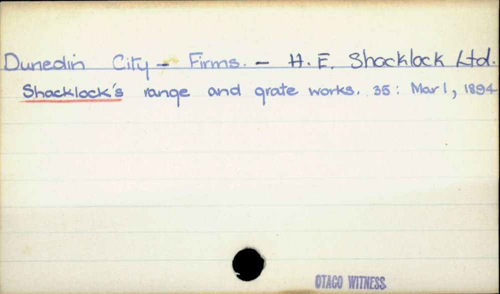 Dunedin City - Firms. - H. E. Shacklock Ltd. | Dunedin Public Libraries