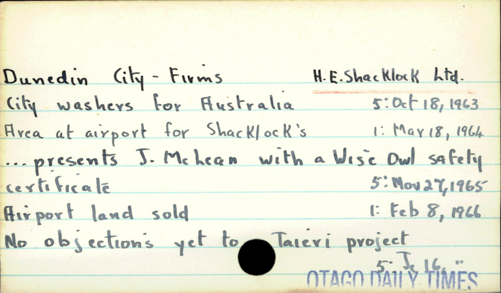 Dunedin - City - Firms - H.E. Shacklock Ltd.