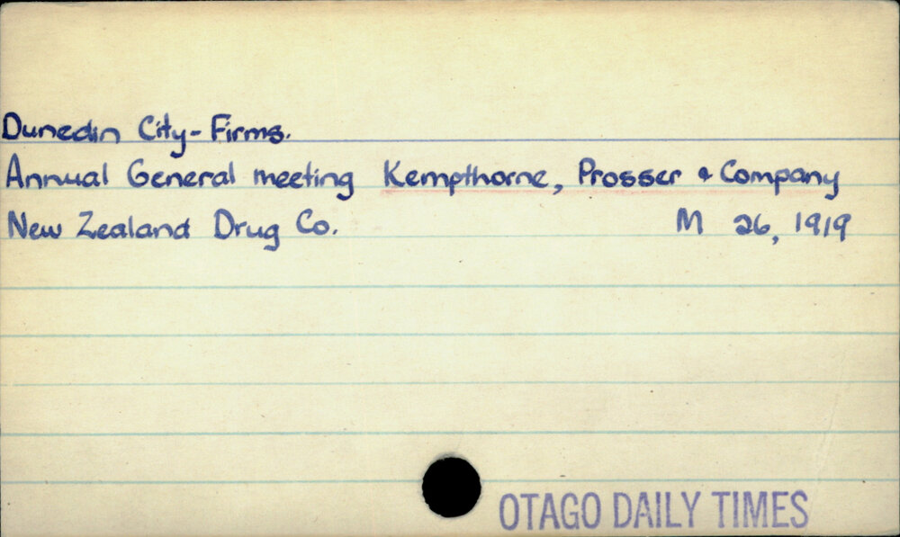 Dunedin City - Firms - Kempthorne, Prosser &amp; Company