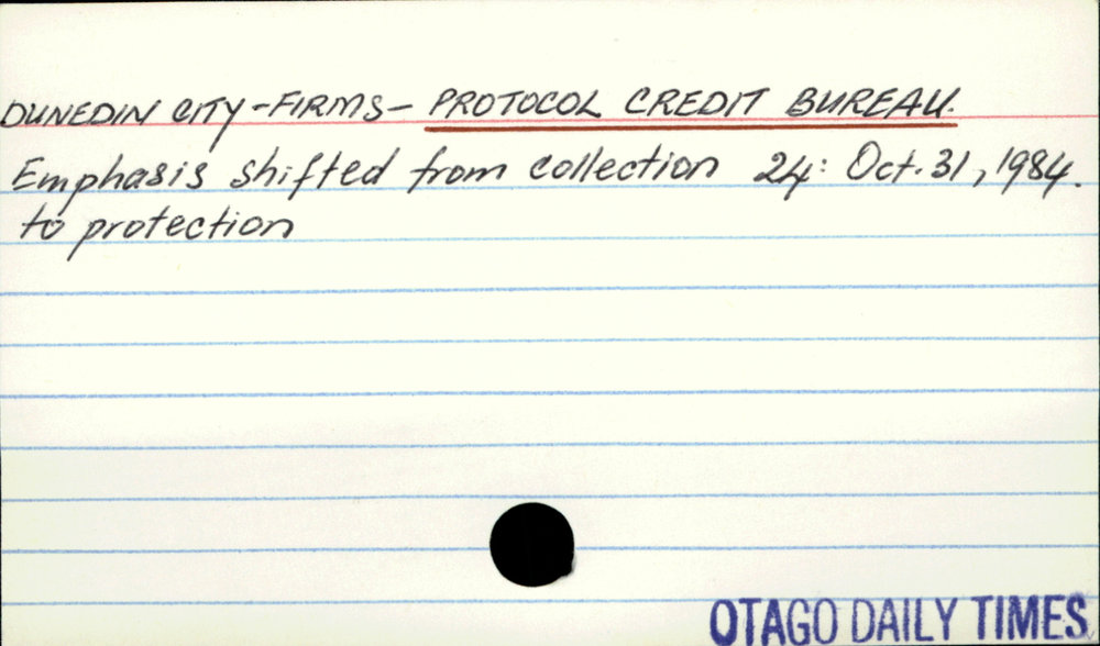 DUNEDIN CITY - FIRMS - PROTOCOL CREDIT BUREAU.
