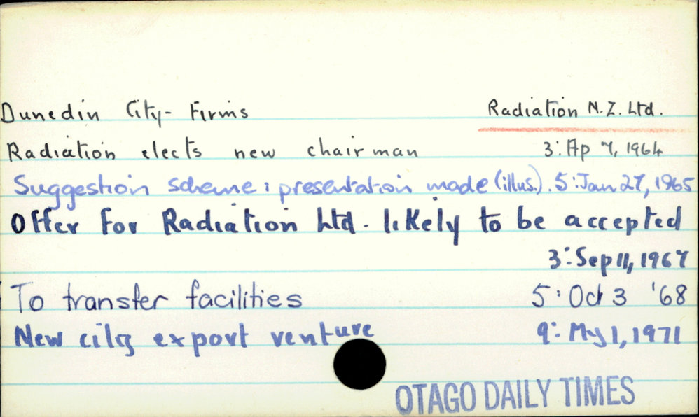 Dunedin City - Firms - Radiation N.Z. Ltd.