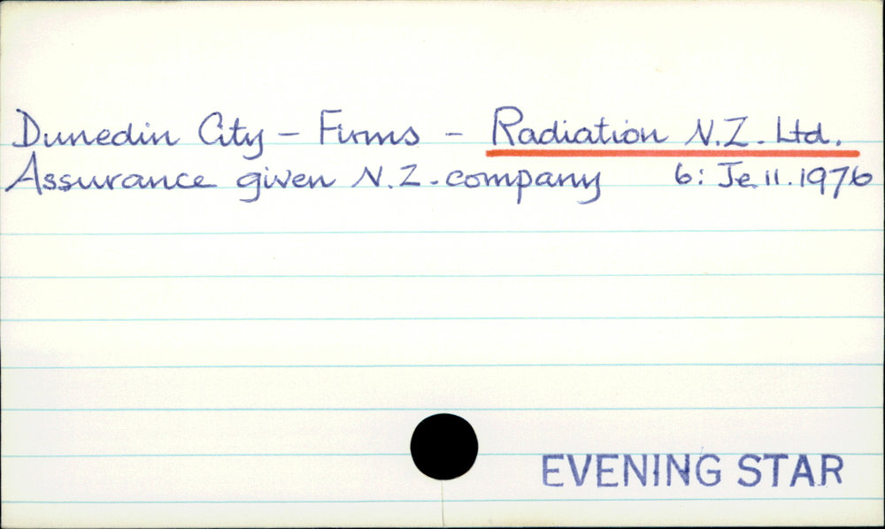 Dunedin City - Firms - Radiation N.Z. Ltd.