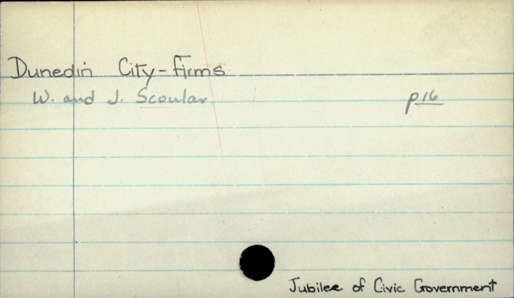 Dunedin City - Firms - W. and J. Scoular