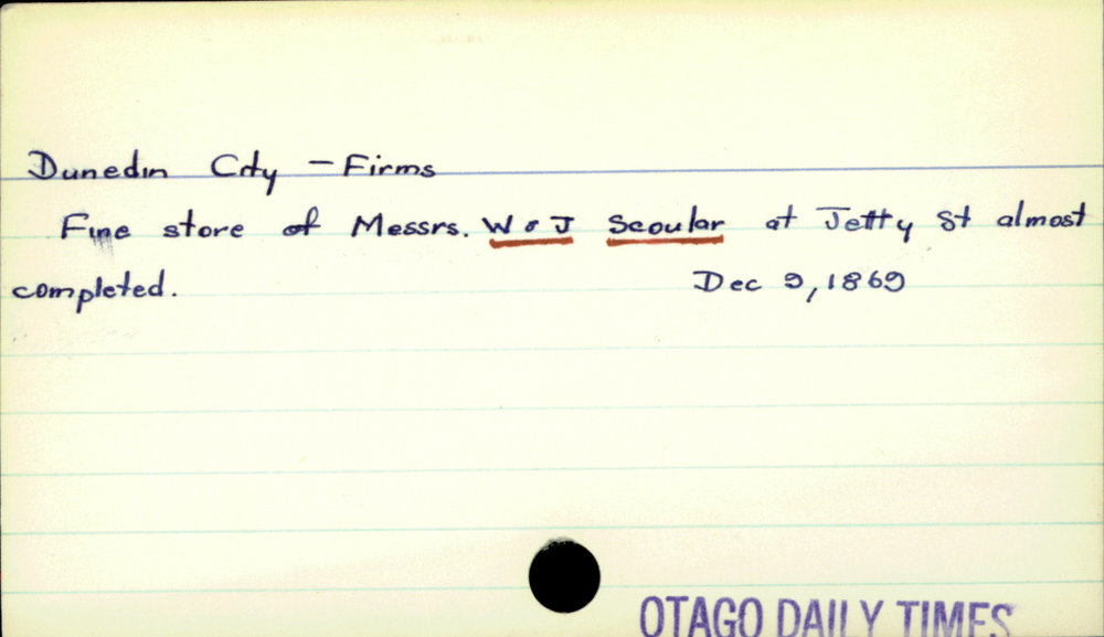 Dunedin City - Firms - W &amp; J Scoular