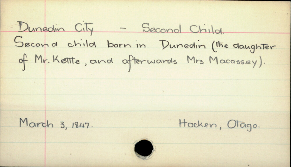 Dunedin City - Second Child