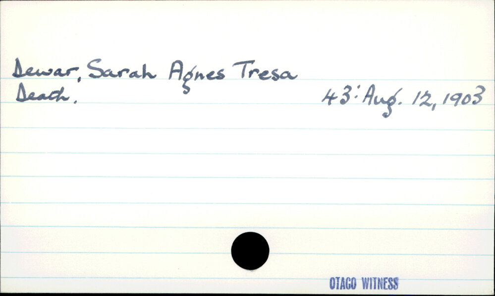Dewar, Sarah Agnes Tresa