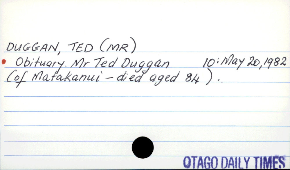 Duggan, Ted (Mr)
