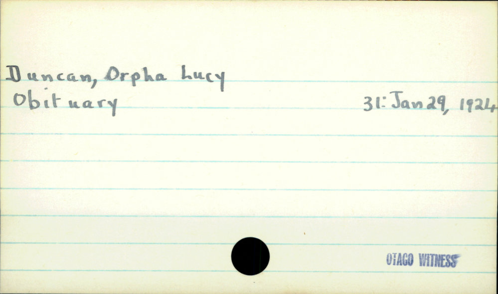 Duncan, Orpha Lucy