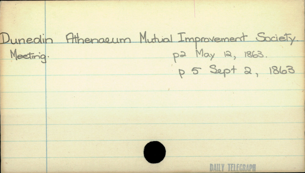 Dunedin Athenaeum Mutual Improvement Society.