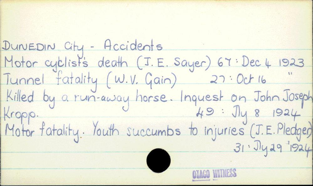 Dunedin City - Accidents