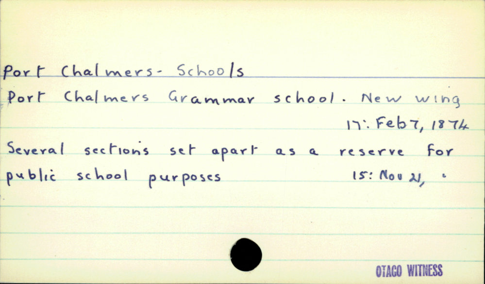 Port Chalmers - Schools