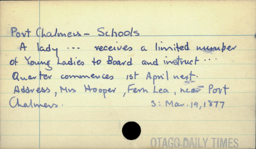 Port Chalmers - Schools