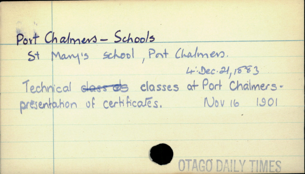 Port Chalmers - Schools