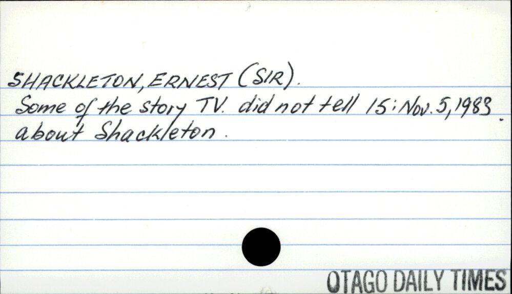 Shackleton, Ernest (Sir) | Dunedin Public Libraries