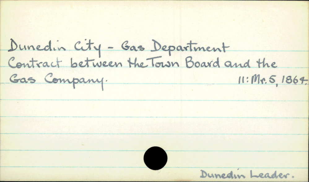 Dunedin City - Gas Department