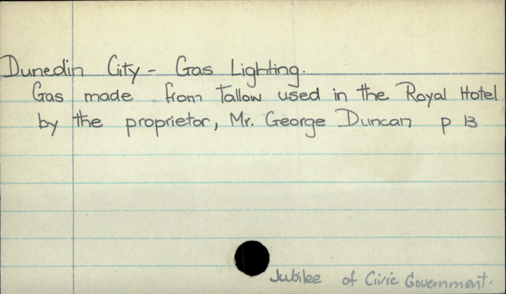 Dunedin City - Gas Lighting