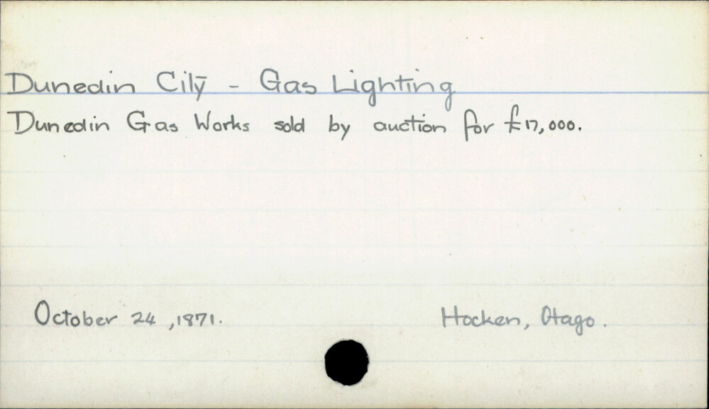 Dunedin City - Gas Lighting