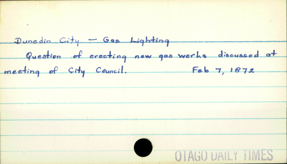 Dunedin City - Gas lighting