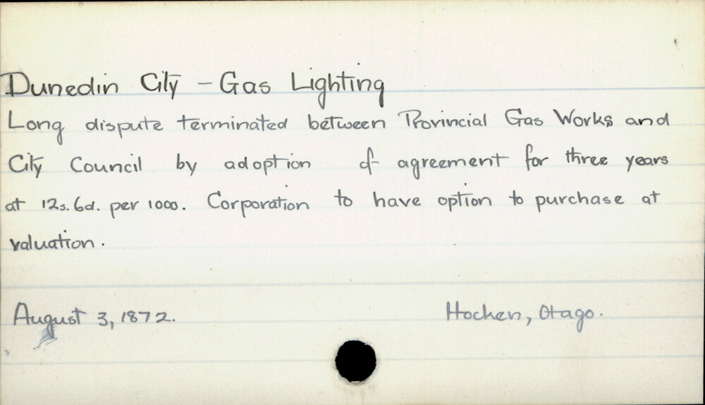 Dunedin City - Gas Lighting