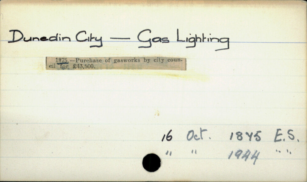 Dunedin City - Gas Lighting