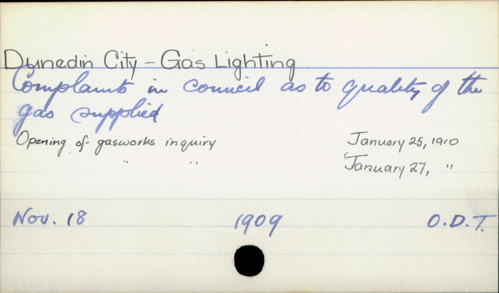 Dunedin City - Gas lighting