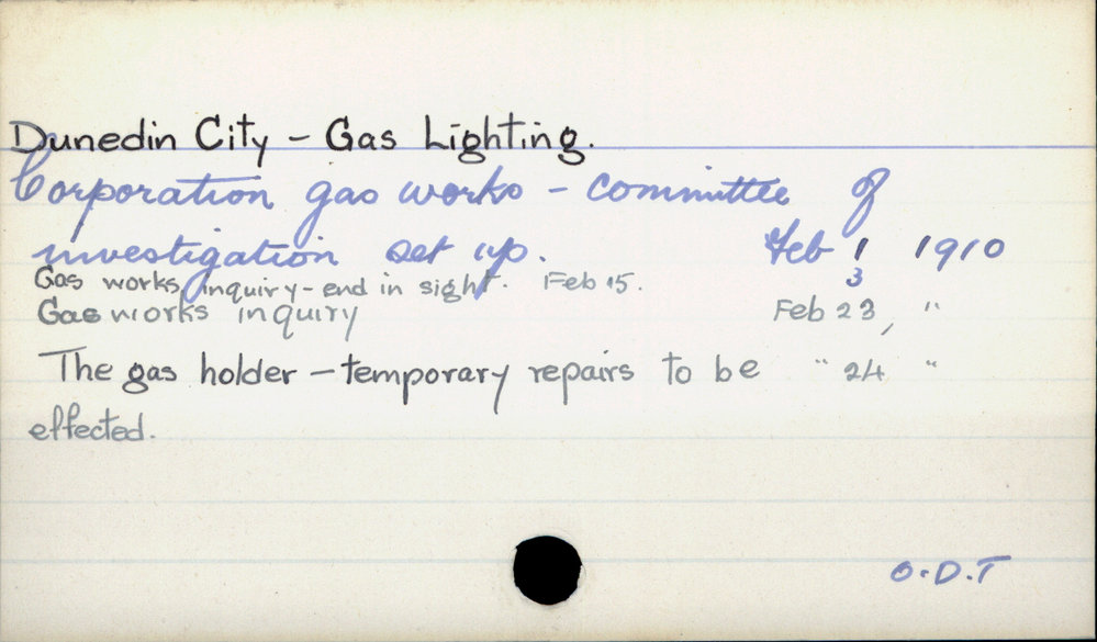 Dunedin City - Gas lighting
