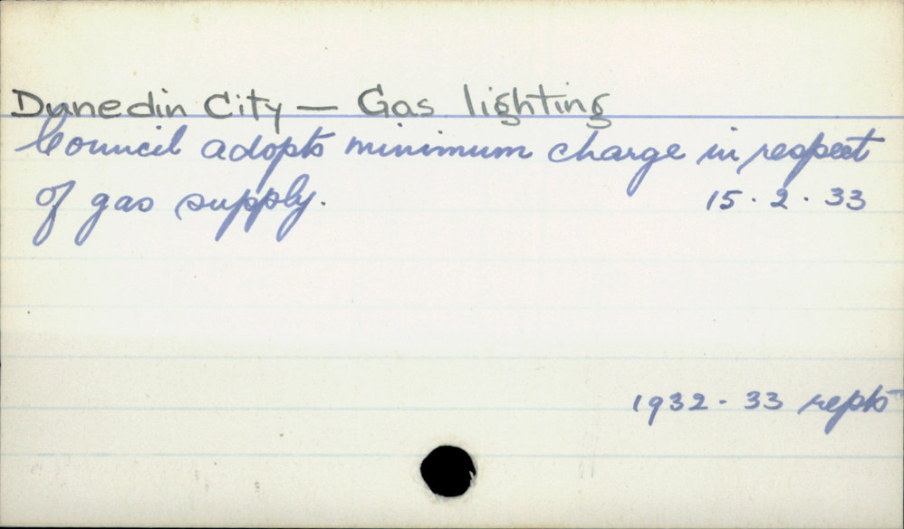 Dunedin City - Gas lighting