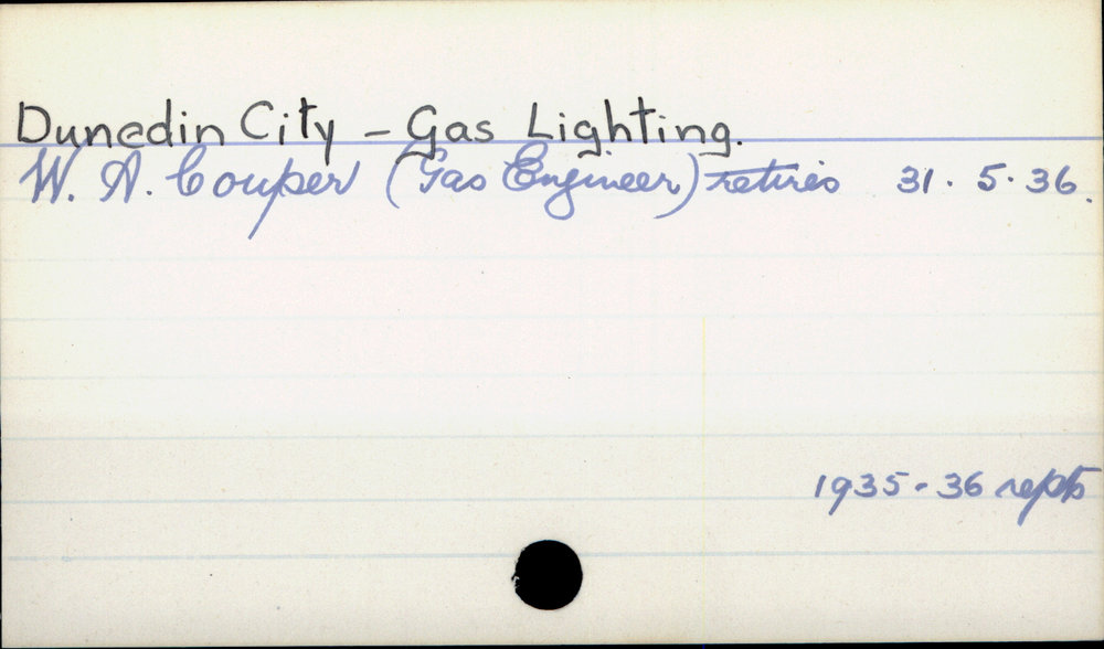 Dunedin City - Gas lighting