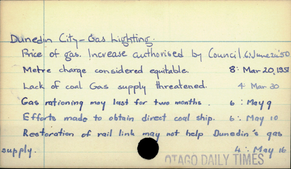 Dunedin City - Gas lighting