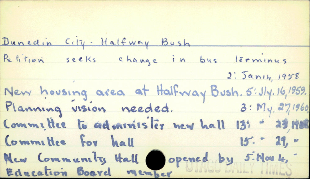 Dunedin City - Halfway Bush
