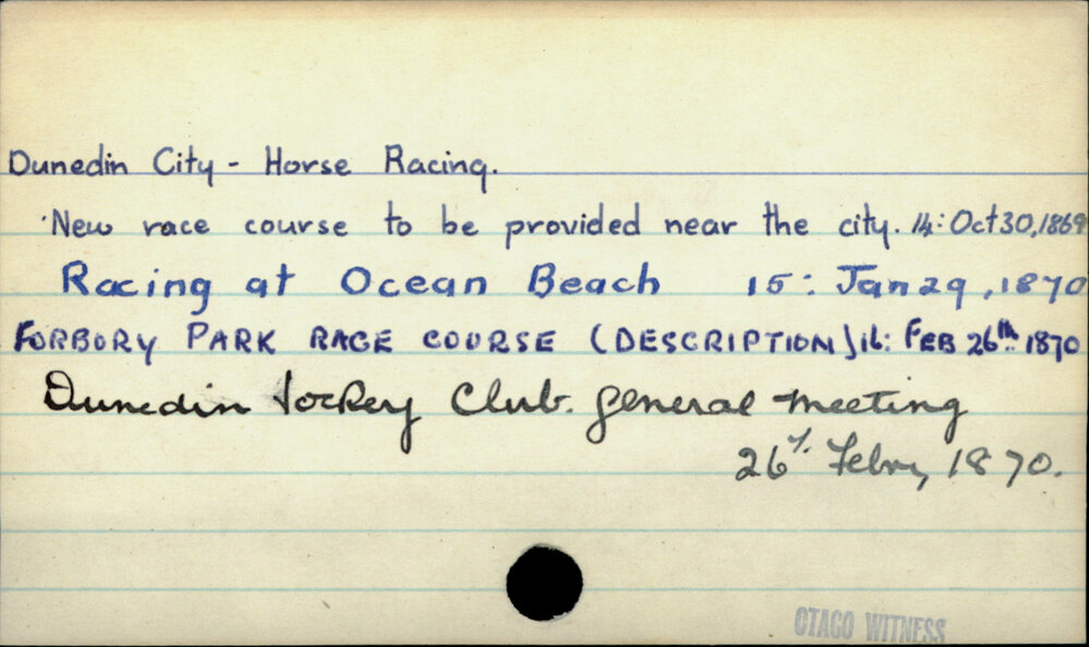 Dunedin City -Horse Racing