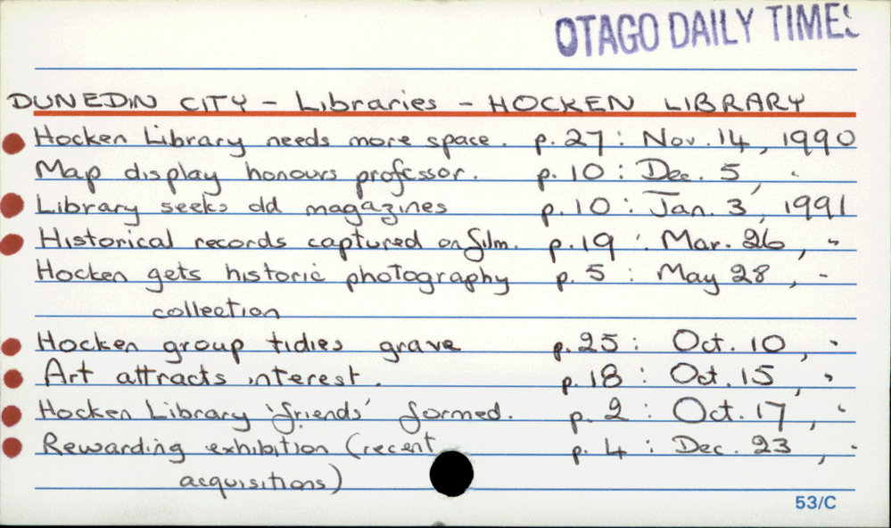 DUNEDIN CITY - Libraries - HOCKEN LIBRARY