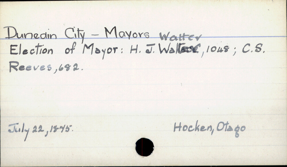 Dunedin City - Mayors - Walter