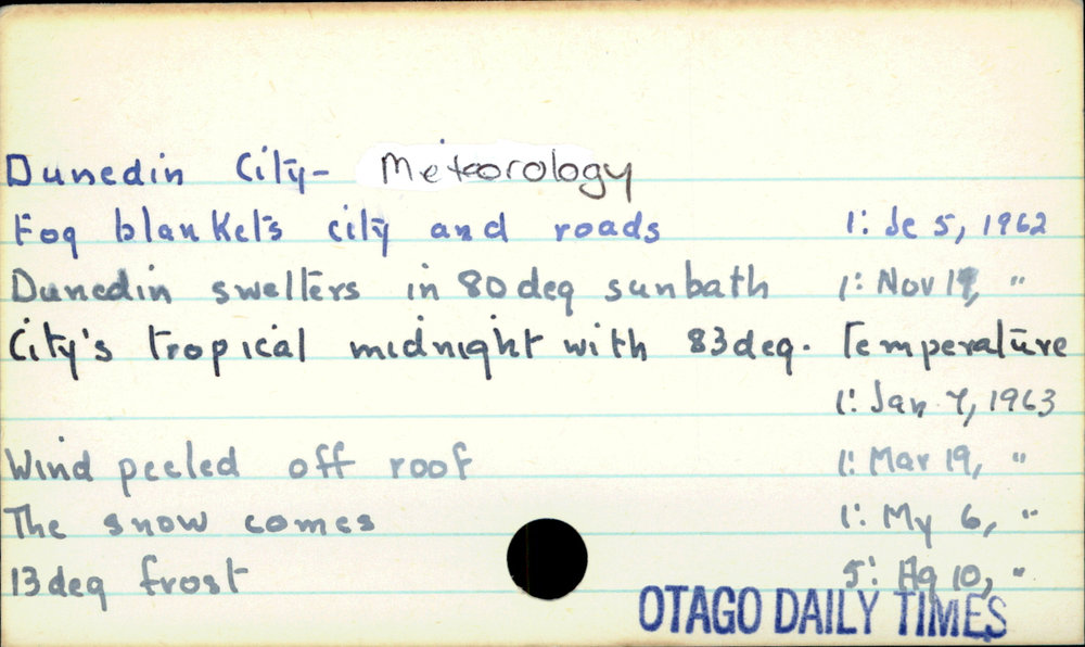 Dunedin City - Meteorology