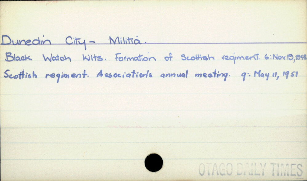Dunedin City - Militia