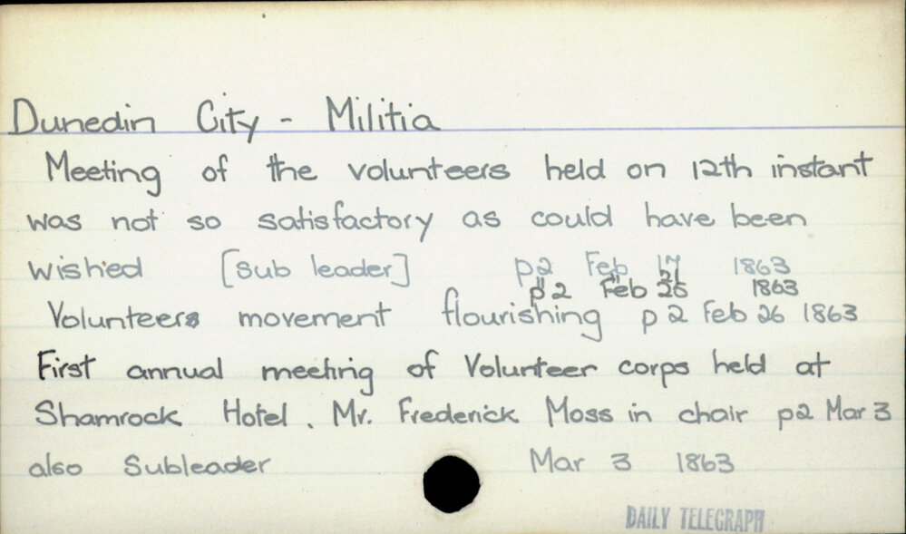 Dunedin City - Militia