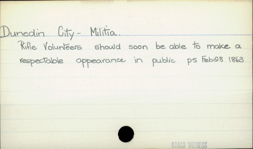 Dunedin City - Militia