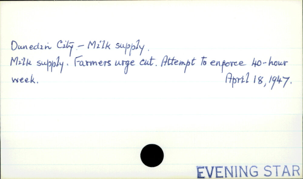 Dunedin City - Milk supply