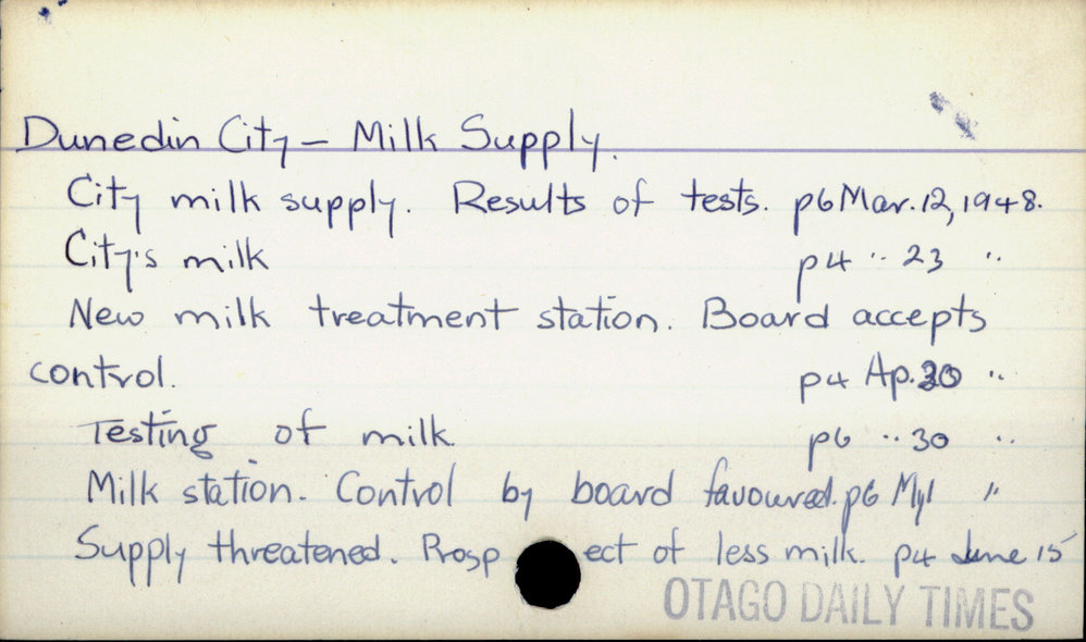 Dunedin City - Milk Supply