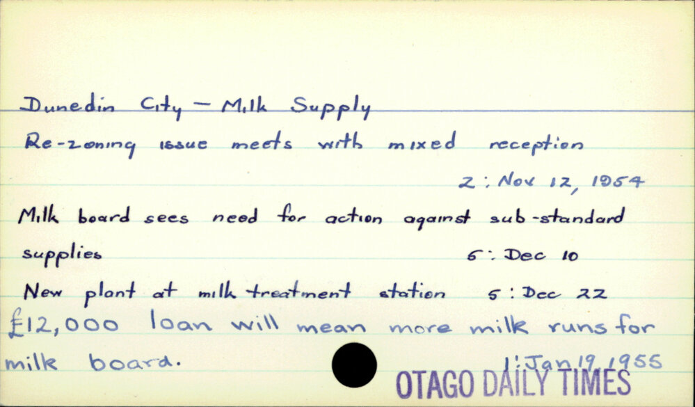 Dunedin City - Milk Supply 