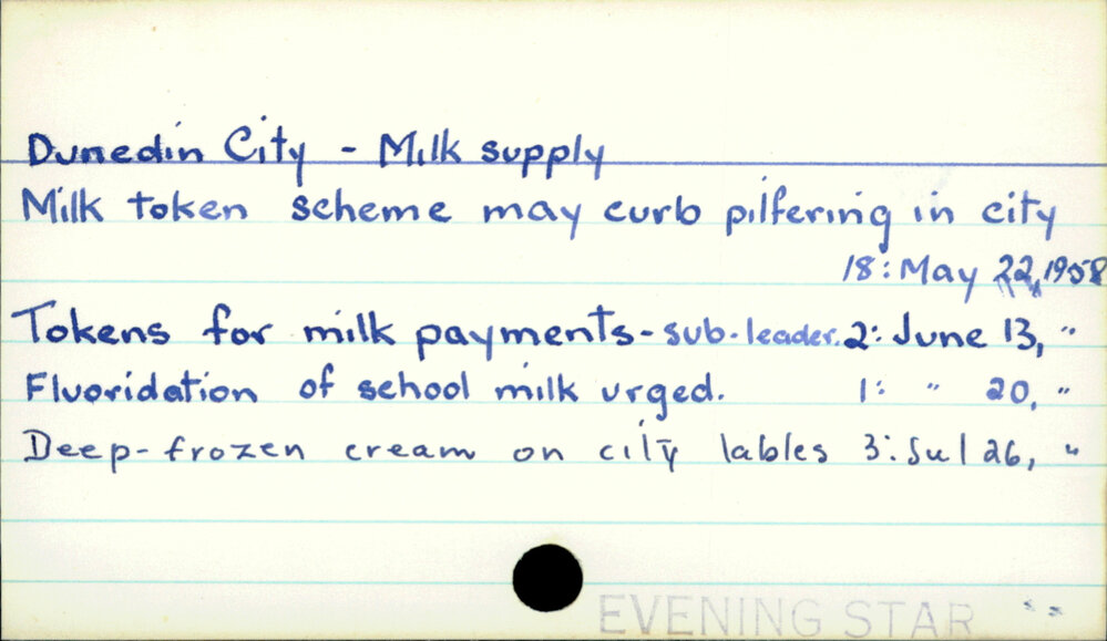 Dunedin City - Milk supply 