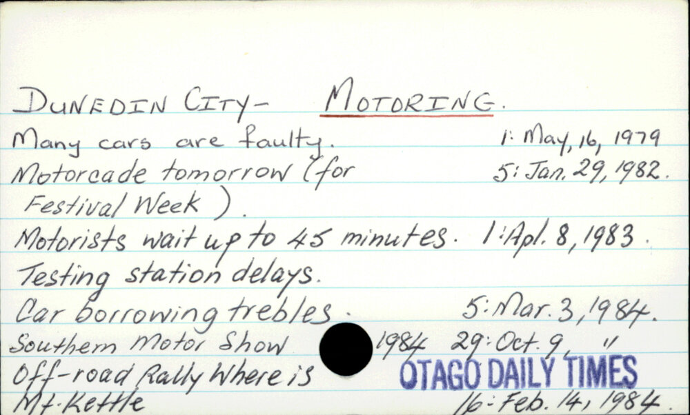 Dunedin City - Motoring