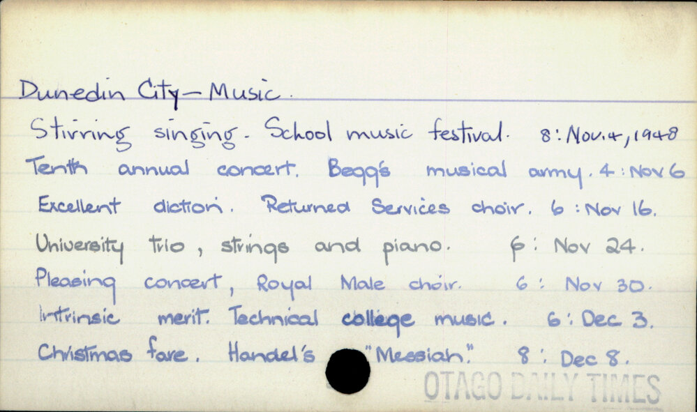 Dunedin City - Music