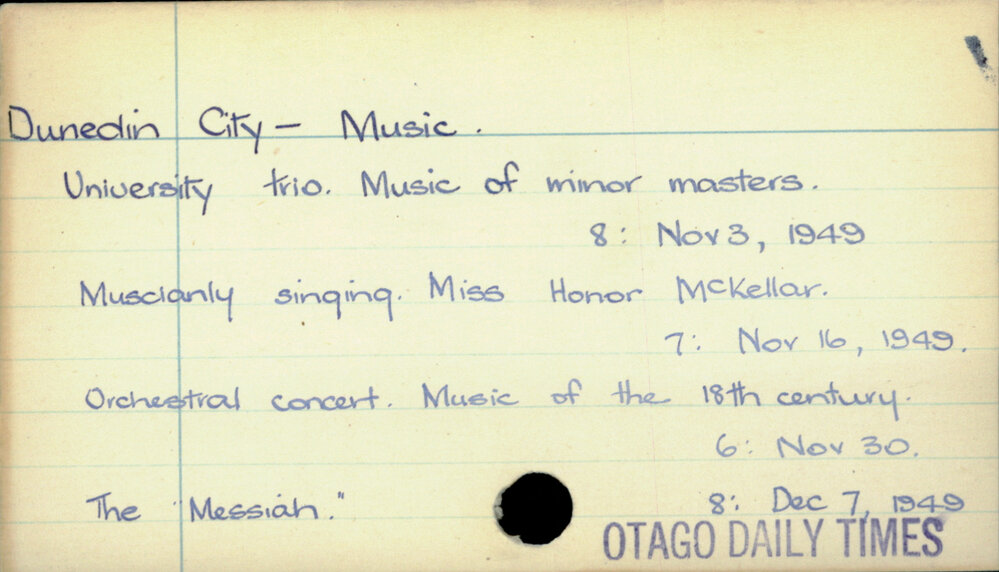 Dunedin City - Music