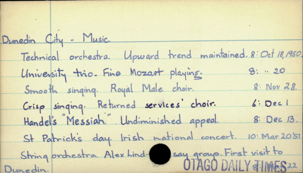 Dunedin City - Music