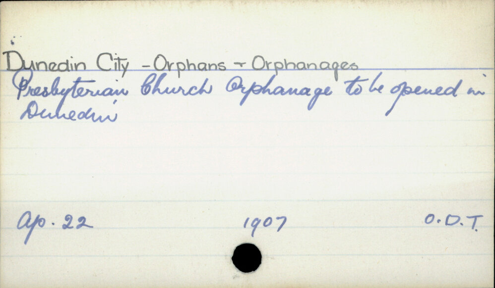 Dunedin City- Orphans and Orphanages