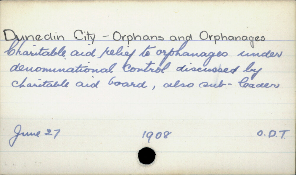 Dunedin City- Orphans and Orphanages