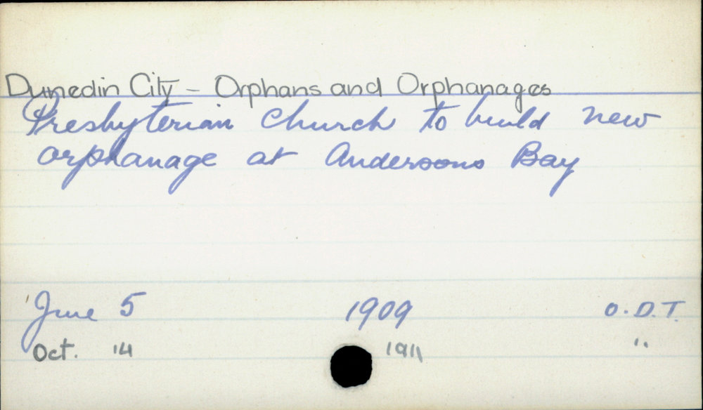 Dunedin City- Orphans and Orphanages