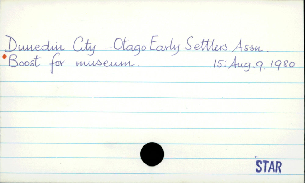 Dunedin City - Otago Early Settlers Assn.