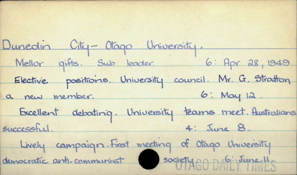 Dunedin City - Otago University